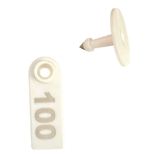 Buy 1-100 Cattle Number Ear Tag 5x2cm Set - Mini White Cow Sheep Pig Livestock Label discounted | Products On Sale Australia