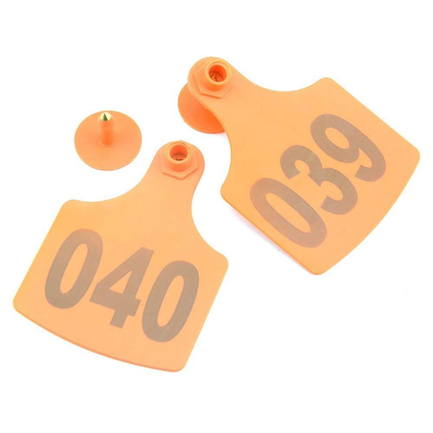 Buy 1-100 Cattle Number Ear Tag 6x7cm Set - Medium Orange Cow Sheep Livestock Label discounted | Products On Sale Australia