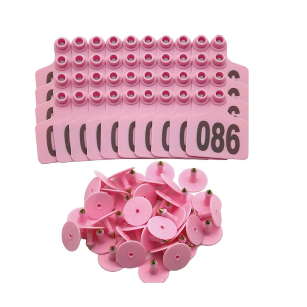 Buy 1-100 Cattle Number Ear Tag 6x7cm Set - Medium Pink Cow Sheep Livestock Label discounted | Products On Sale Australia