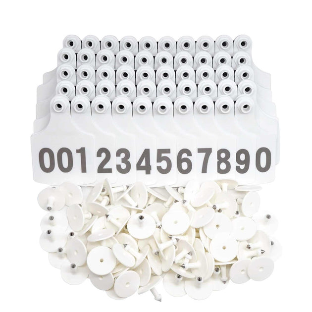 Buy 1-100 Cattle Number Ear Tag 6x7cm Set - Medium White Cow Sheep Livestock Label discounted | Products On Sale Australia