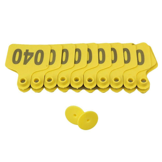 Buy 1-100 Cattle Number Ear Tag 6x7cm Set -Medium Yellow Cow Sheep Livestock Label discounted | Products On Sale Australia