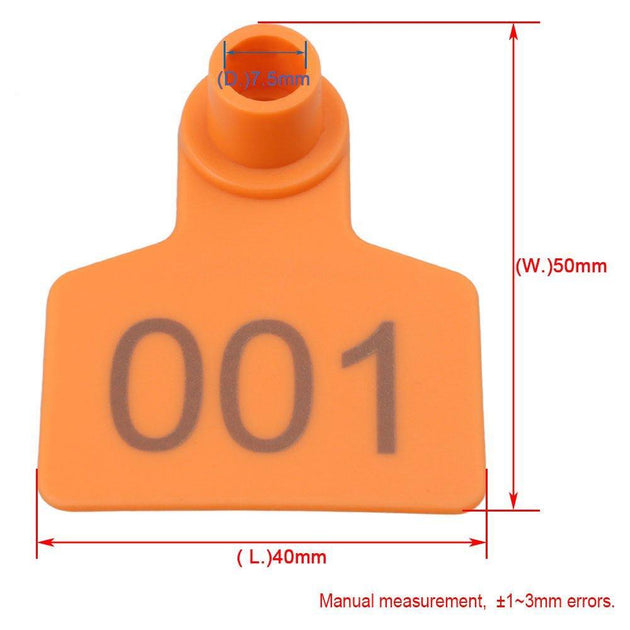 Buy 1-100 Cattle Number Ear Tags 5x4cm Set - Small Orange Pig Goat Livestock Label discounted | Products On Sale Australia