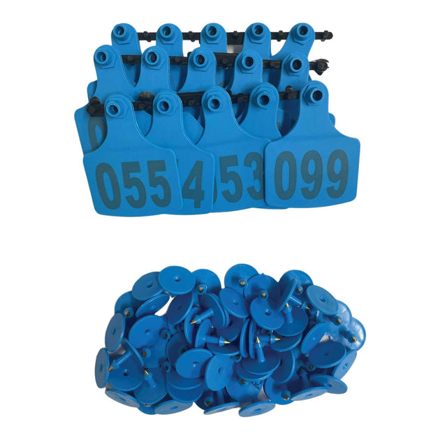 Buy 1-100 Cattle Number Ear Tags 7.5x10cm Set - XL Blue Cow Sheep Livestock Labels discounted | Products On Sale Australia