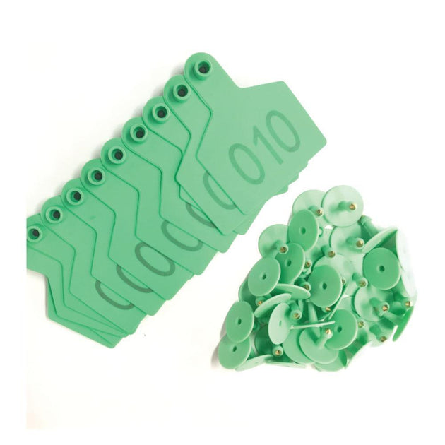 Buy 1-100 Cattle Number Ear Tags 7.5x10cm Set - XL Green Cow Sheep Livestock Labels discounted | Products On Sale Australia