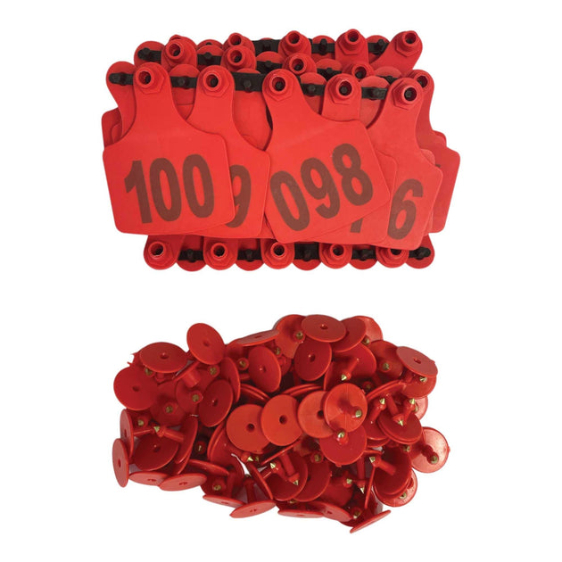 Buy 1-100 Cattle Number Ear Tags 7.5x10cm Set - XL Red Cow Sheep Livestock Labels discounted | Products On Sale Australia