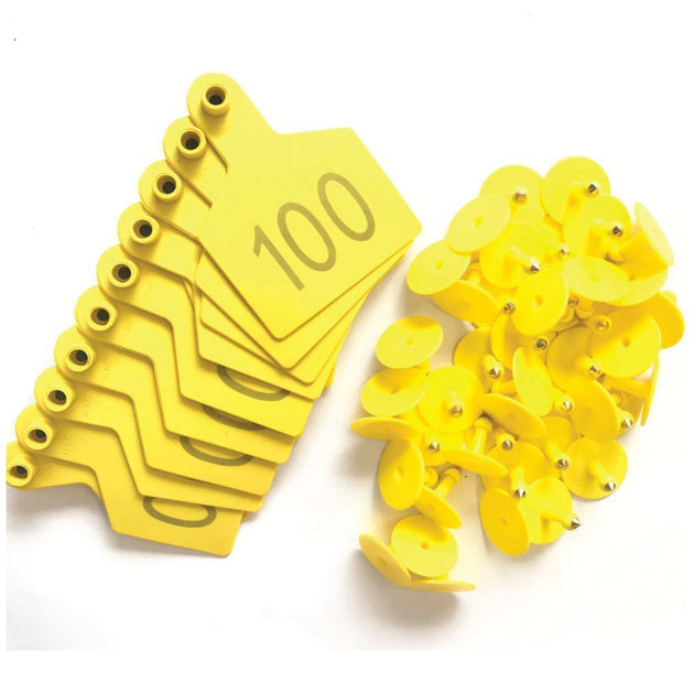 Buy 1-100 Cattle Number Ear Tags 7.5x10cm Set - XL Yellow Cow Sheep Livestock Labels discounted | Products On Sale Australia
