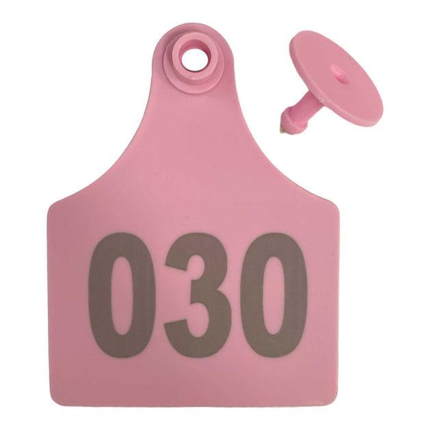 Buy 1-100 Cattle Number Ear Tags 7x10cm Set - XL Pink Cow Sheep Livestock Labels discounted | Products On Sale Australia