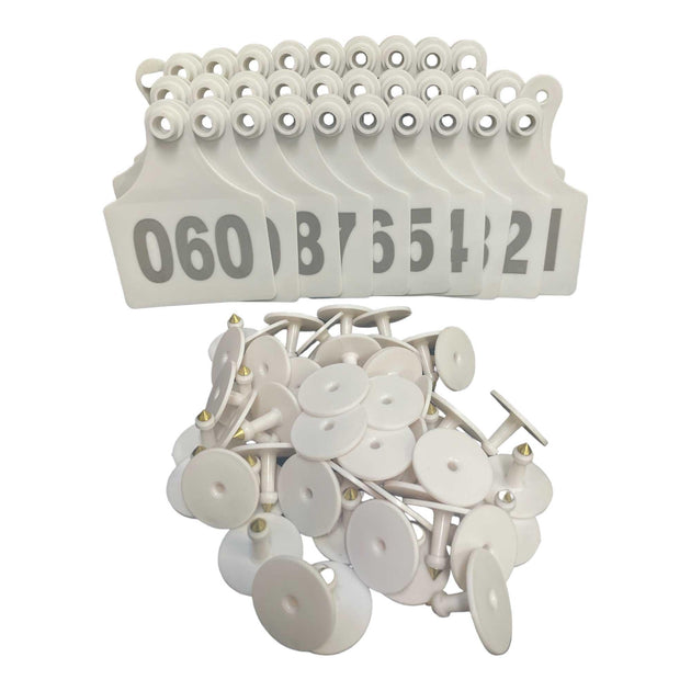 Buy 1-100 Cattle Number Ear Tags 7x10cm Set - XL White Cow Sheep Livestock Labels discounted | Products On Sale Australia