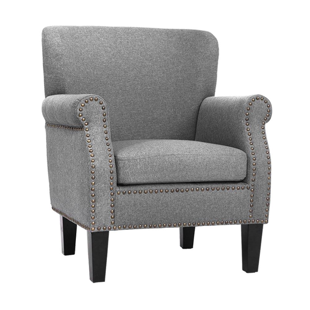 Artiss Armchair Accent Chair Retro Armchairs Lounge Accent Chair Single Sofa Linen Fabric Seat Grey Products On Sale Australia | Furniture > Living Room Category