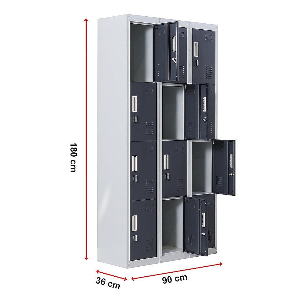 Buy 12-Door Locker for Office Gym Shed School Home Storage - Padlock-operated discounted | Products On Sale Australia