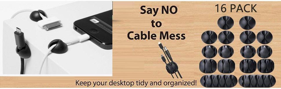 Buy 16 Pack Black Cord Organizer Cable Management for Home and Office discounted | Products On Sale Australia