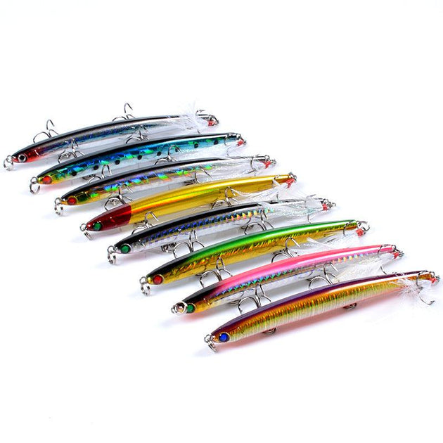 Buy 8x Popper Minnow 11.7cm Fishing Lure Lures Surface Tackle Fresh Saltwater discounted | Products On Sale Australia