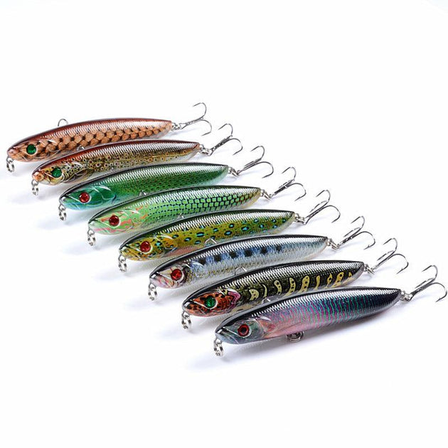 Buy 8x Popper Poppers 9.6cm Fishing Lure Lures Surface Tackle Fresh Saltwater discounted | Products On Sale Australia