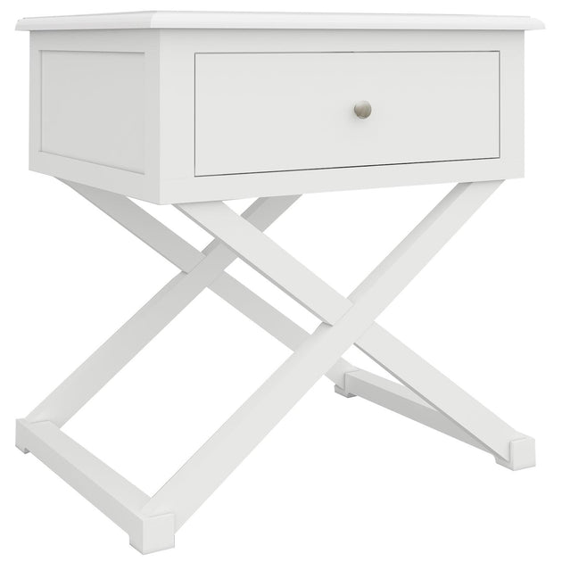 Buy Daisy Side Table Desk Sofa End Table Solid Acacia Wood Hampton Furniture - White discounted | Products On Sale Australia