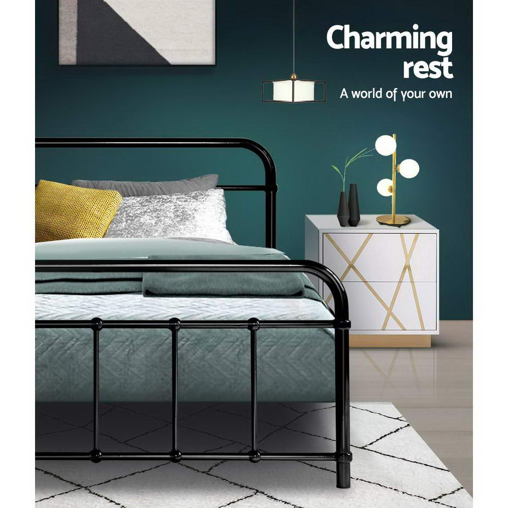 Buy Artiss Bed Frame Metal Frames LEO - Single (Black) discounted | Products On Sale Australia