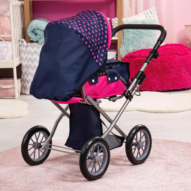 Buy Baby Doll City Star Pram in Polka Dots, Blue and Pink discounted | Products On Sale Australia