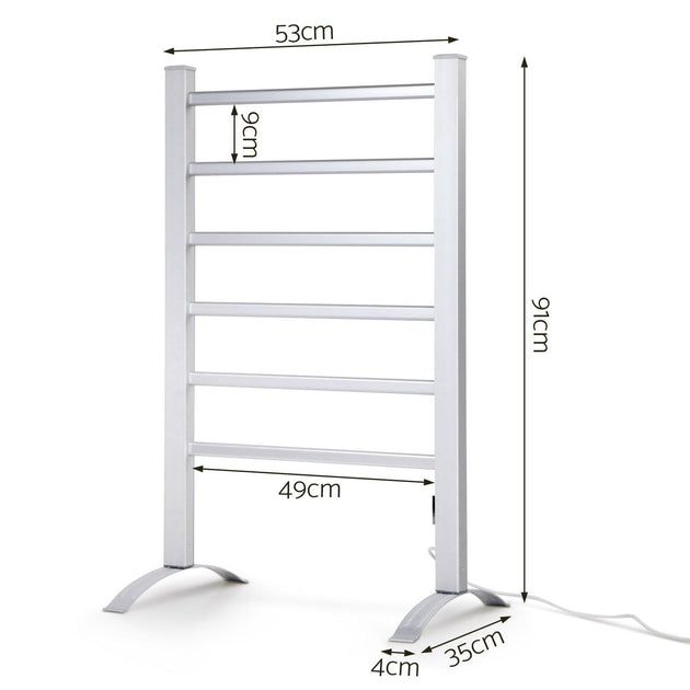 Buy Devanti Electric Heated Towel Rail Rack 6 Bars with Timer Clothes Dry Warmer discounted | Products On Sale Australia