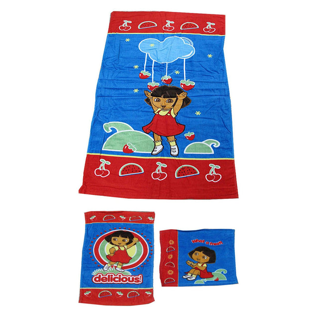 Buy Disney 3 Pce Kids Licensed Beach Towel Set Dora the Explorer discounted | Products On Sale Australia