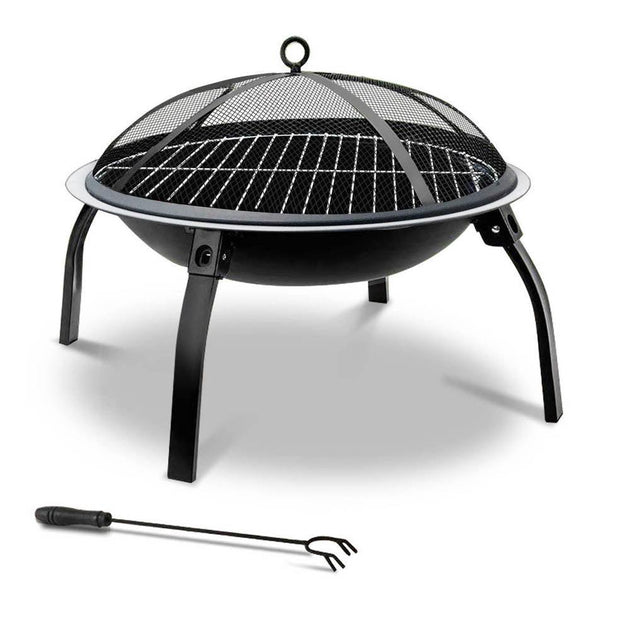 Buy Fire Pit BBQ Charcoal Smoker Portable Outdoor Camping Pits Patio Fireplace 22" discounted | Products On Sale Australia