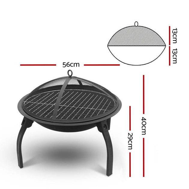 Buy Fire Pit BBQ Charcoal Smoker Portable Outdoor Camping Pits Patio Fireplace 22" discounted | Products On Sale Australia