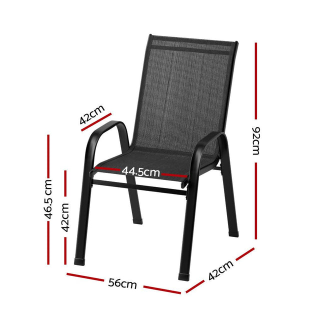 Buy Gardeon 2PC Outdoor Dining Chairs Stackable Lounge Chair Patio Furniture Black discounted | Products On Sale Australia