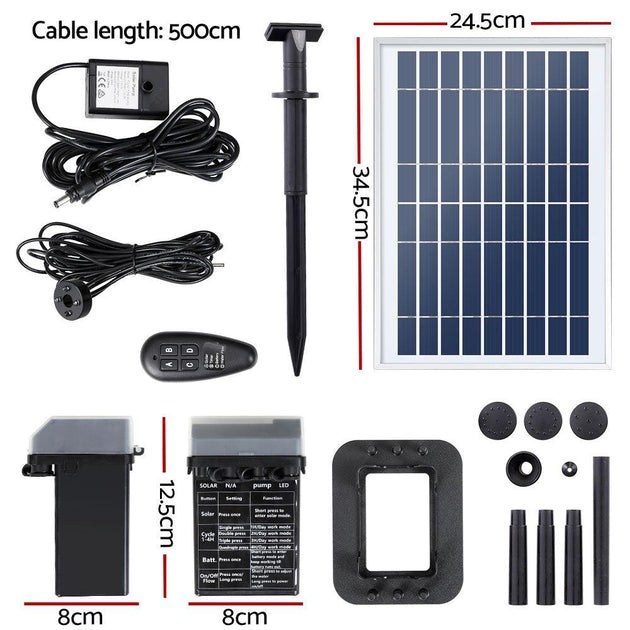 Buy Gardeon Solar Pond Pump with Battery Kit LED Lights 5.2FT discounted | Products On Sale Australia