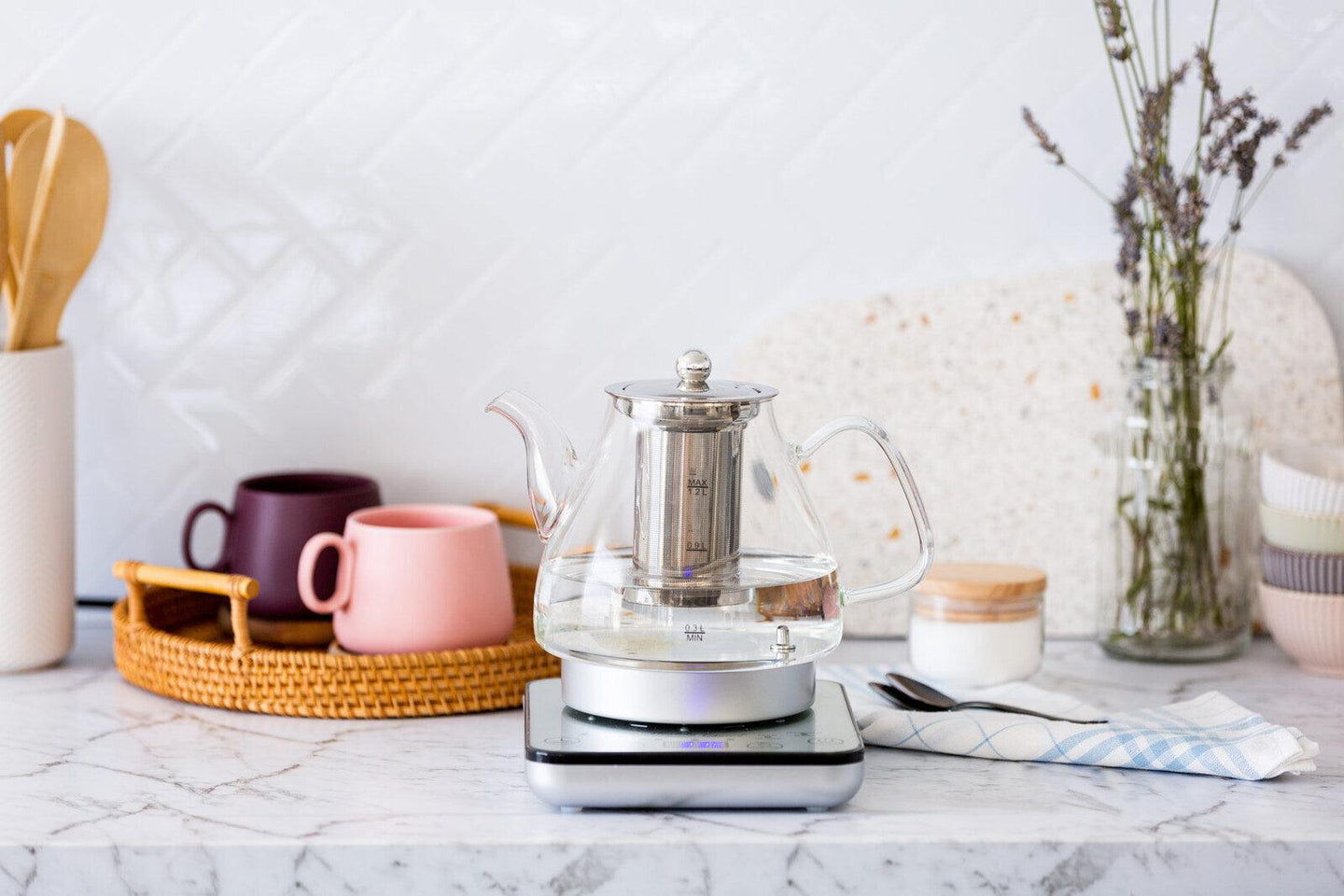 Buy 1.2L Digital Glass Kettle w/ Electric Tea Pot & Infuser 800W discounted | Products On Sale Australia