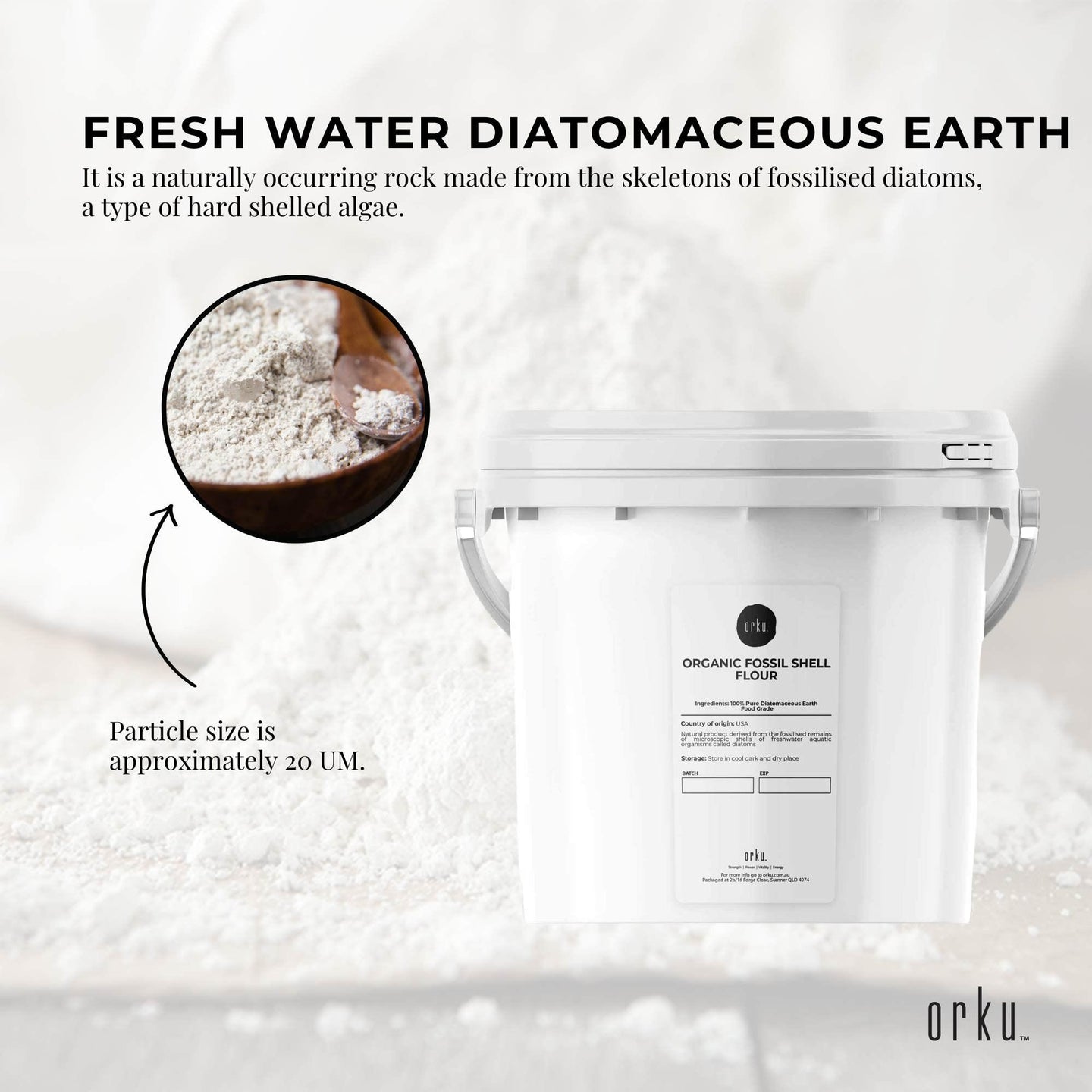 Buy 1.4Kg Organic Fine Diatomaceous Earth Tub - Food Grade Fossil Shell Flour Powder discounted | Products On Sale Australia