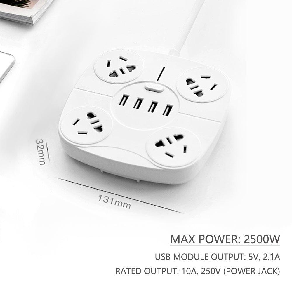 Buy 1.8 Metre Power Board with 4 Socket & 4 USB Charging Charger Ports discounted | Products On Sale Australia