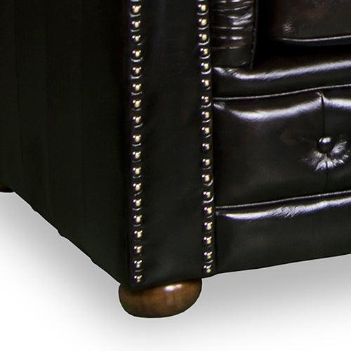 Buy 1 Seater Genuine Leather Upholstery Deep Quilting Pocket Spring Button Studding Sofa Lounge Set for Living Room Couch In Brown Colour discounted | Products On Sale Australia