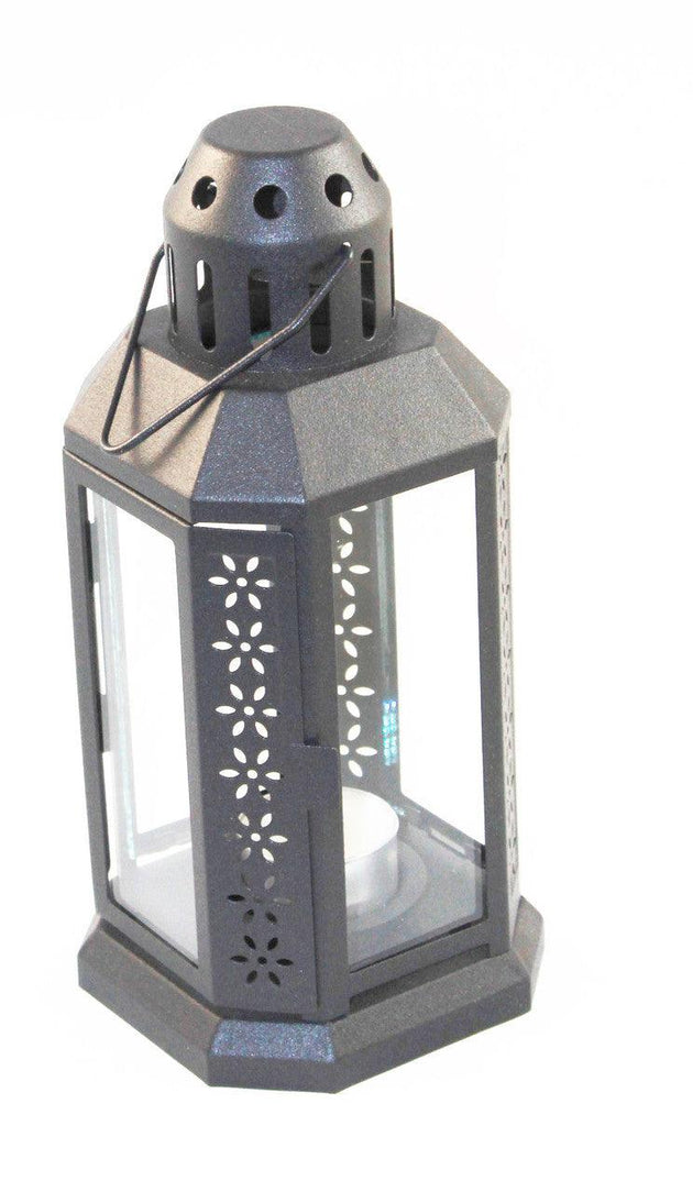 Buy 10 Pack of Dark Grey Metal Miners Lantern Summer Wedding Home Party Room Balconey Deck Decoration 21cm Tealight Candle discounted | Products On Sale Australia