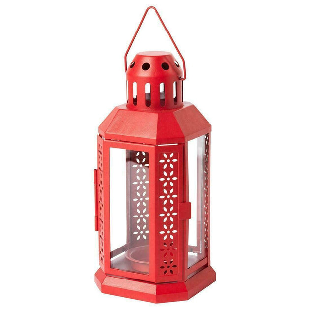 Buy 10 Pack of Red Metal Miners Lantern Summer Xmas Wedding Home Party Room Balconey Deck Decoration 21cm Tealight Candle discounted | Products On Sale Australia