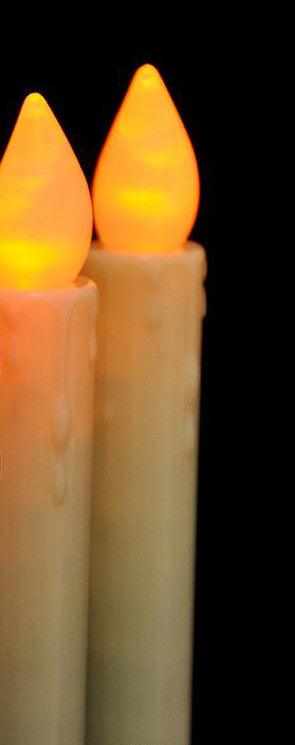 Buy 10 Pack Taper Stick White Battery Candle - Natural Flame Light Colour No Flicker - Gold Stand Base discounted | Products On Sale Australia