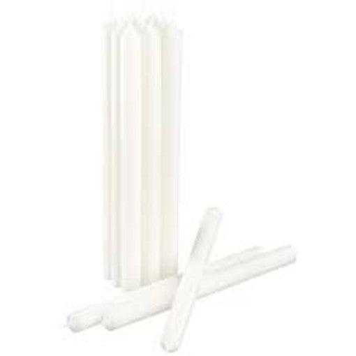 Buy 10 pack white wax 20cm taper church house vigil candleabra candle 2CM WIDE discounted | Products On Sale Australia