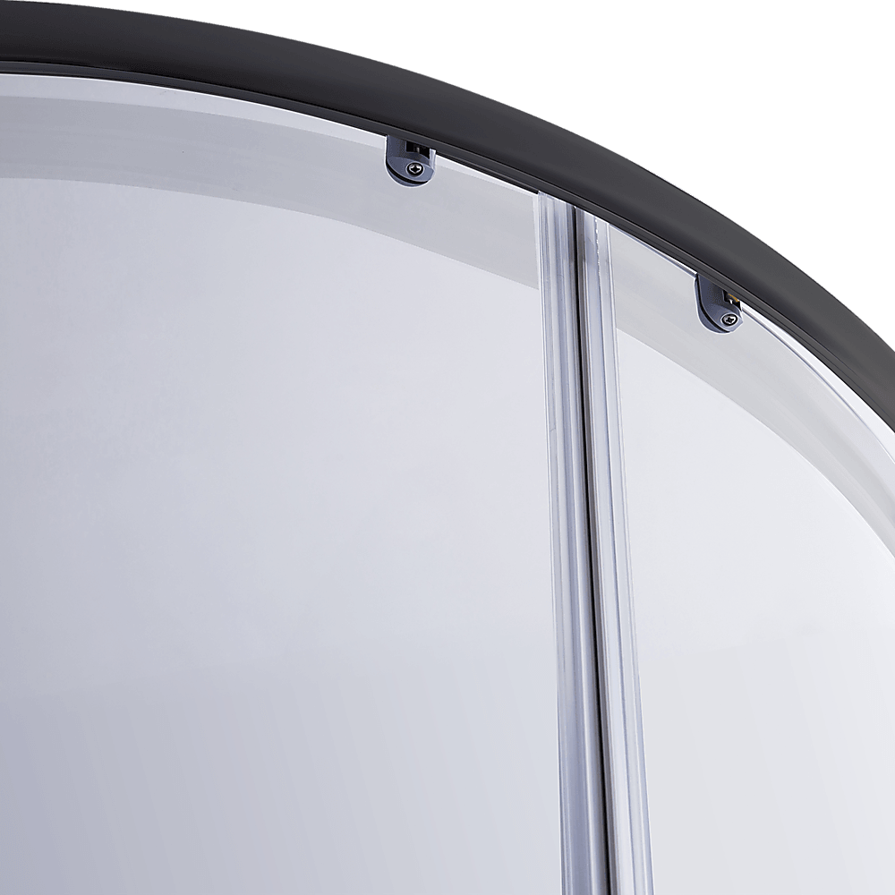 Buy 100 x 100cm Black Rounded Sliding 6mm Curved Shower Screen with White Base discounted | Products On Sale Australia