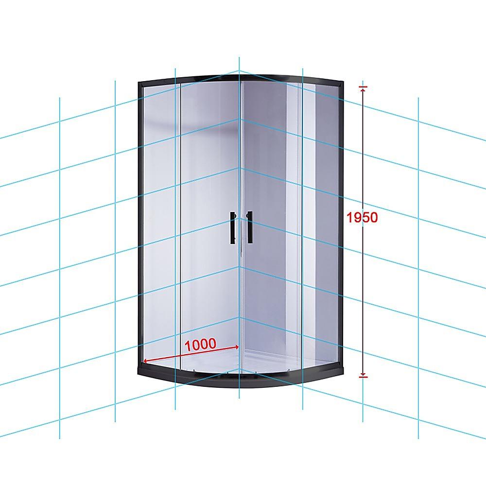 Buy 100 x 100cm Black Rounded Sliding 6mm Curved Shower Screen with White Base discounted | Products On Sale Australia