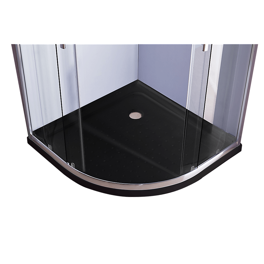 Buy 100 x 100cm Chrome Rounded Sliding 6mm Curved Shower Screen with Black Base discounted | Products On Sale Australia