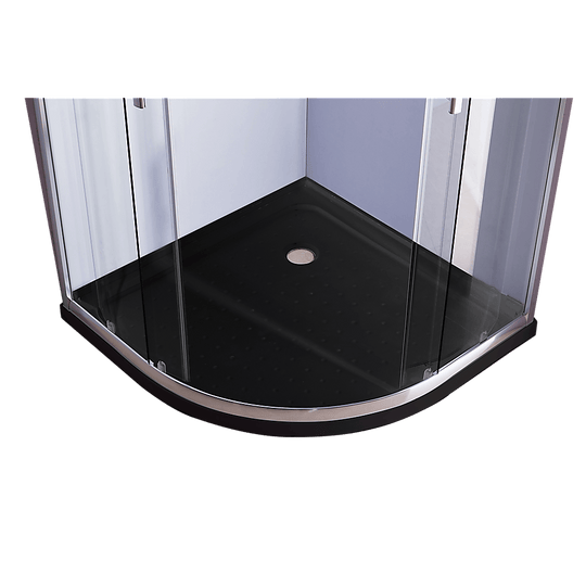 Buy 100 x 100cm Chrome Rounded Sliding 6mm Curved Shower Screen with Black Base discounted | Products On Sale Australia