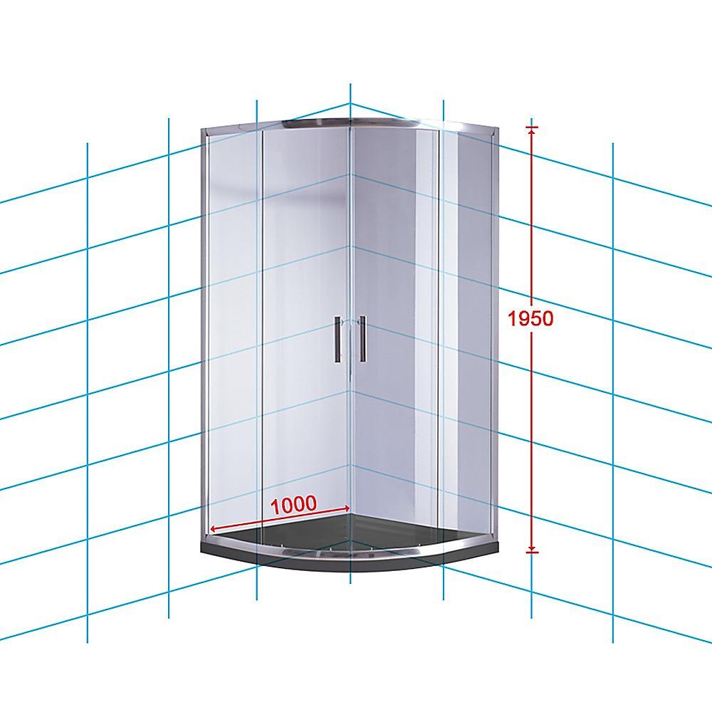 Buy 100 x 100cm Chrome Rounded Sliding 6mm Curved Shower Screen with Black Base discounted | Products On Sale Australia