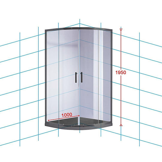 Buy 100 x 100cm Rounded Sliding 6mm Curved Shower Screen with Base in Black discounted | Products On Sale Australia