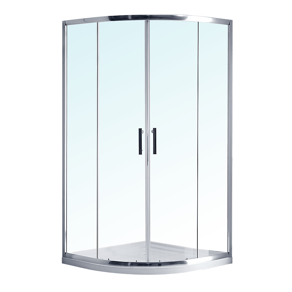 Buy 100 x 100cm Rounded Sliding 6mm Curved Shower Screen with Base in Chrome discounted | Products On Sale Australia