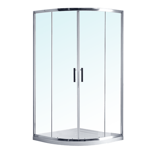 Buy 100 x 100cm Rounded Sliding 6mm Curved Shower Screen with Base in Chrome discounted | Products On Sale Australia