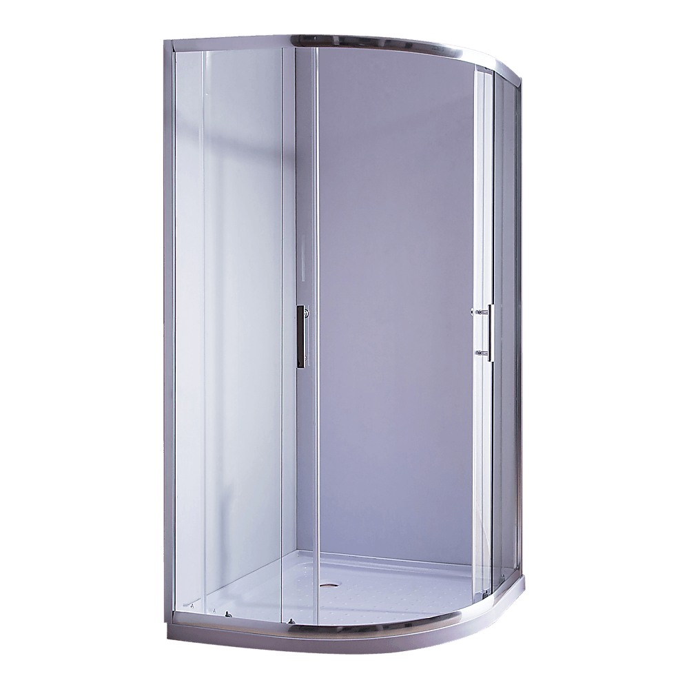 Buy 100 x 100cm Rounded Sliding 6mm Curved Shower Screen with Base in Chrome discounted | Products On Sale Australia