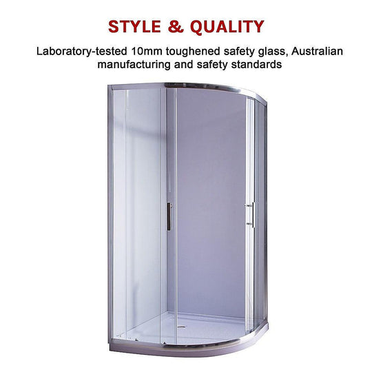 Buy 100 x 100cm Rounded Sliding 6mm Curved Shower Screen with Base in Chrome discounted | Products On Sale Australia