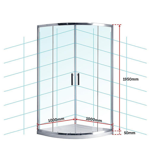 Buy 100 x 100cm Rounded Sliding 6mm Curved Shower Screen with Base in Chrome discounted | Products On Sale Australia