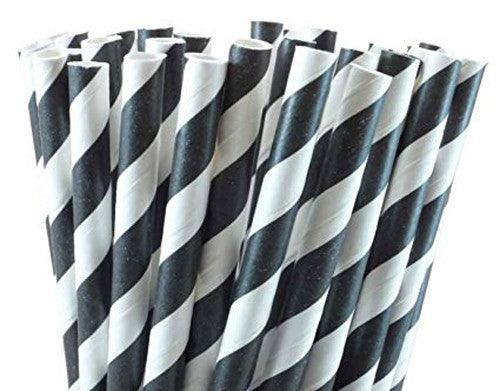 Buy 1000 Bulk Wholesale Pack Black White Drinking Straws Biodegradable Eco Paper Birthday Party Event Bistro Bar Cafe Take Away discounted | Products On Sale Australia