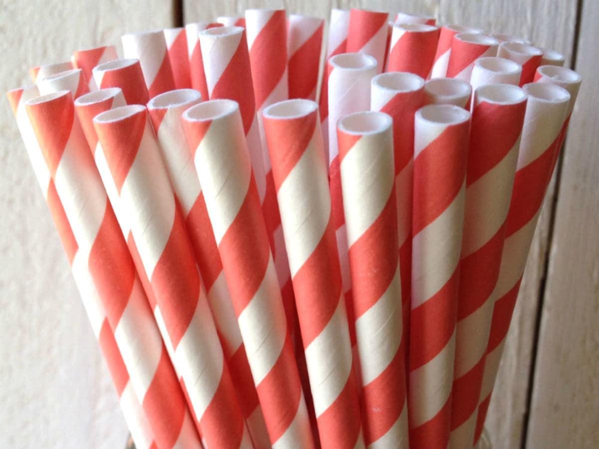 Buy 1000 Bulk Wholesale Pack Red White Drinking Straws Biodegradable Eco Paper Birthday Party Event Bistro Bar Cafe Take Away discounted | Products On Sale Australia