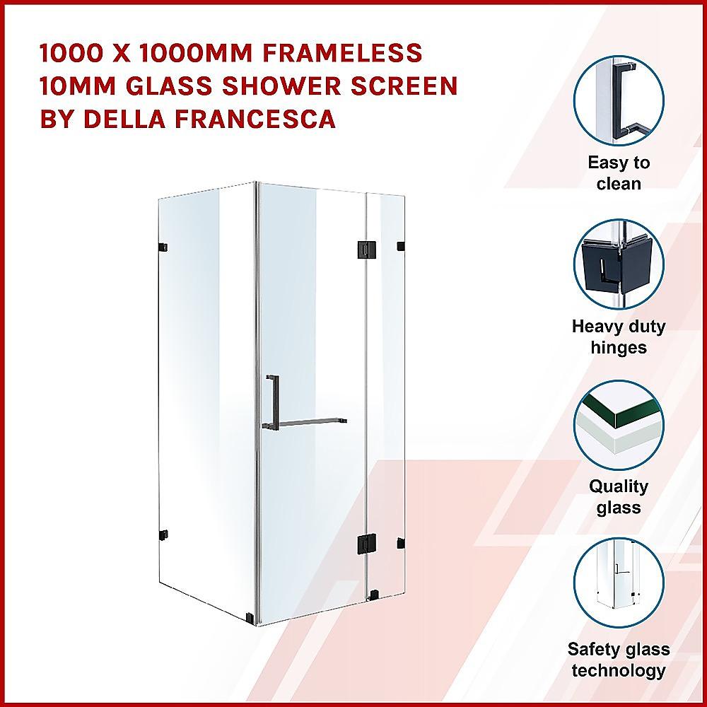 Buy 1000 x 1000mm Frameless 10mm Glass Shower Screen By Della Francesca discounted | Products On Sale Australia