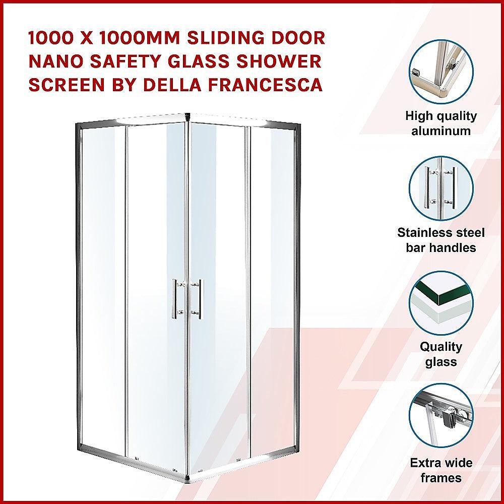 Buy 1000 x 1000mm Sliding Door Nano Safety Glass Shower Screen By Della Francesca discounted | Products On Sale Australia