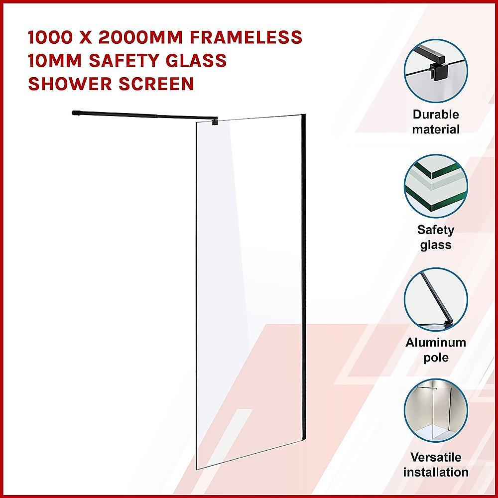 Buy 1000 x 2000mm Frameless 10mm Safety Glass Shower Screen discounted | Products On Sale Australia